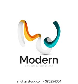 Wave ribbon logo, vector abstract business icon isolated on white