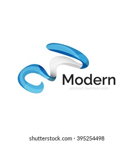 Wave ribbon logo, vector abstract business icon isolated on white