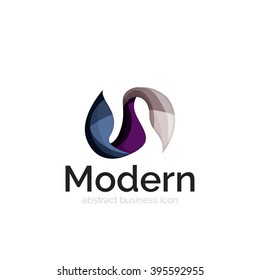 Wave ribbon logo, vector abstract business icon isolated on white