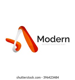 Wave ribbon logo, vector abstract business icon isolated on white