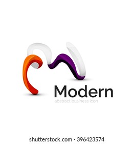 Wave ribbon logo, vector abstract business icon isolated on white