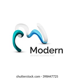 Wave ribbon logo, vector abstract business icon isolated on white