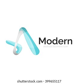 Wave ribbon logo, vector abstract business icon isolated on white