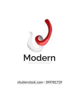 Wave ribbon logo, vector abstract business icon isolated on white