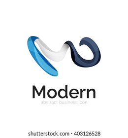 Wave ribbon logo, vector abstract business icon isolated on white