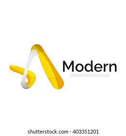 Wave ribbon logo, vector abstract business icon isolated on white