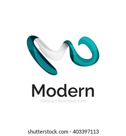 Wave ribbon logo, vector abstract business icon isolated on white
