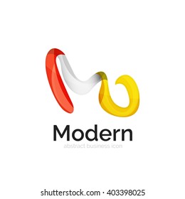 Wave ribbon logo, vector abstract business icon isolated on white