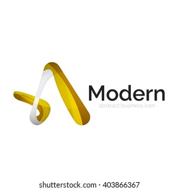 Wave ribbon logo, vector abstract business icon isolated on white