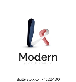 Wave ribbon logo, vector abstract business icon isolated on white