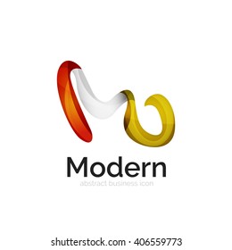 Wave ribbon logo, vector abstract shape