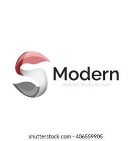 Wave ribbon logo, vector abstract shape