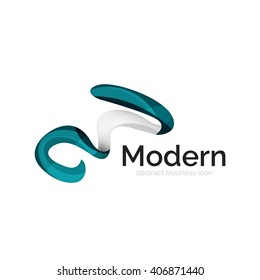 Wave ribbon logo, vector abstract business icon isolated on white