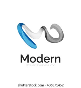 Wave ribbon logo, vector abstract business icon isolated on white