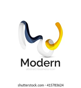 Wave ribbon logo, vector abstract business icon isolated on white