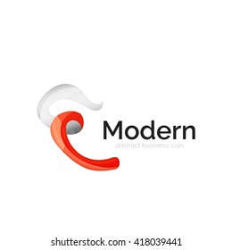 Wave ribbon logo, vector abstract business icon isolated on white