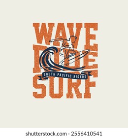 Wave Ride Surf typography surfer poster design