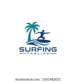 Wave Rider Surfing Logo Vector Design