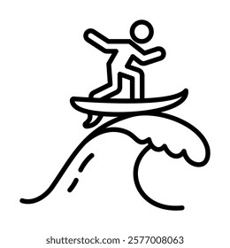 Wave Riding icon line vector illustration