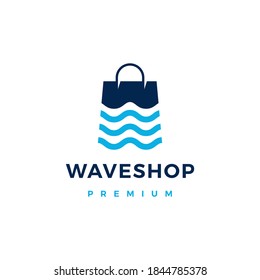 wave river shop store logo vector icon