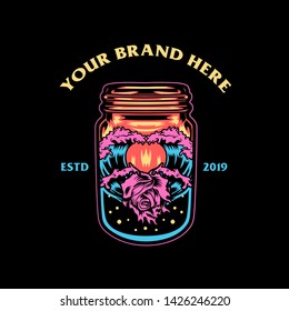 wave and rose in the jar vector design for tshirt, hat, patch, badge,sticker etc