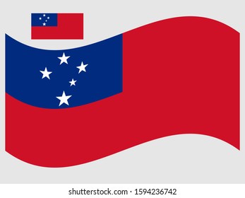Wave Samoa Flag Vector illustration.