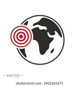 wave scales icon, magnitude earthquake, natural disaster, shake earth, flat symbol on white background - vector illustration