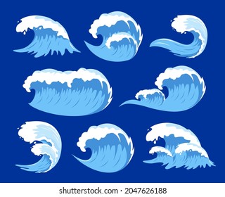 wave sea illustration collections set