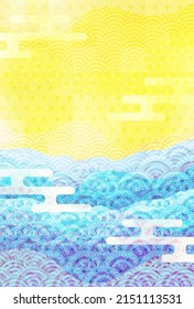 Fondo del patrón japonés del mar ondulado