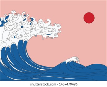 wave sea japanese style in day.