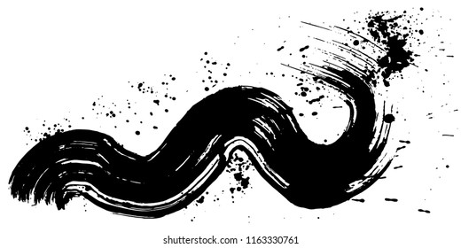 wave. sea spray. vector black brush strokes.