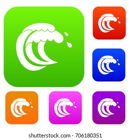 Wave of sea tide set icon in different colors isolated vector illustration. Premium collection