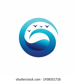 wave in sea vector, wave in sea logo