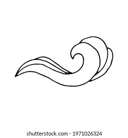 Wave. Sea. Water. Ocean. Vector. Doodle. Hand-drawn illustration. Silhouette. Black and white outline. Coloring.