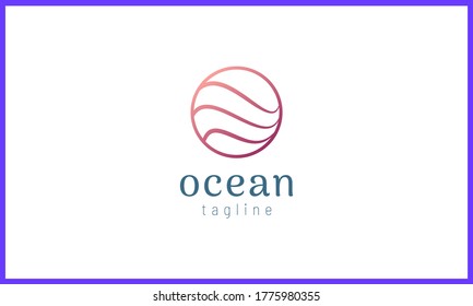 Wave of sea water in a round circle colored rose gold with a simple shape