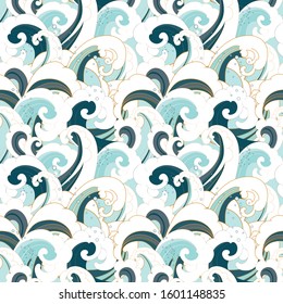 Wave Seamless Asian Vector Repeat Pattern Ocean Wallpaper