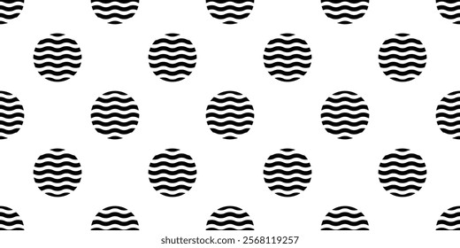 wave seamless pattern polka dot round shape doodle tile background gift wrapping paper repeat wallpaper abstract line illustration isolated design