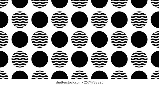 wave seamless pattern polka dot round shape doodle gift wrapping paper tile background repeat wallpaper abstract line illustration isolated design