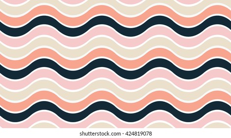 Wave Seamless Pattern. Sea smooth Background Vector Illustration.
