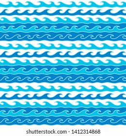 Wave seamless pattern. Vector geometric wavy shapes background. Abstract hand drawn waves ornament.