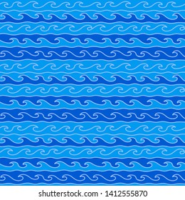Wave seamless pattern. Vector geometric wavy shapes background. Abstract hand drawn waves ornament.