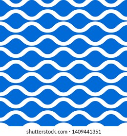 Wave seamless pattern, white and blue sea background, sea pattern, wavy lines. Vector abstract illustration