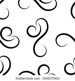 Wave seamless vector pattern or hand drawn monochrome modern background. Wave endless icon pattern isolated on white