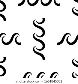 Wave seamless vector pattern or hand drawn monochrome modern background. Wave endless icon pattern isolated on white