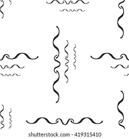 Wave seamless vector pattern. Hand drawn monochrome modern background.