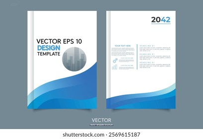 Wave. Set Abstract blue geometric modern annual report flyer Brochure leaflet, the presentation cover, magazine advertising. cover with an abstract background