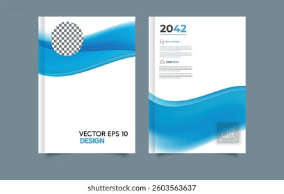 Wave. Set Abstract blue geometric modern annual report flyer Brochure leaflet, the presentation cover, magazine advertising. cover with an abstract background