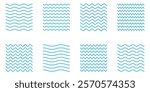 Wave set in abstract style on white background. Decoration element. Geometric design. Vector illustration ocean. Vector line design. Vector sound wave. Vector graphic set.