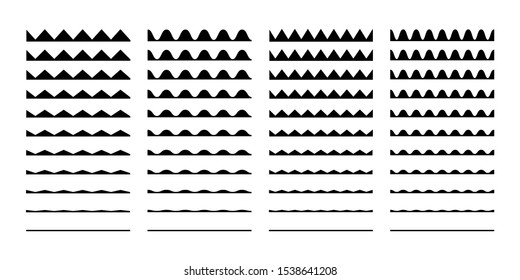 Wave set in abstract style on white background. Decoration element. Geometric design. Vector illustration ocean. Vector line design. Vector sound wave. Vector graphic set. EPS 10