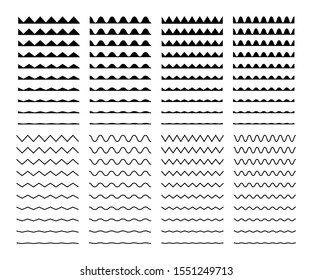 Wave set in abstract style on white background. Decoration element. Geometric design. Vector illustration ocean. Vector line design. Vector sound wave. Vector graphic set. EPS 10